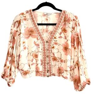 ⭐️ Rose & Olive Pink Floral Cropped Blouse